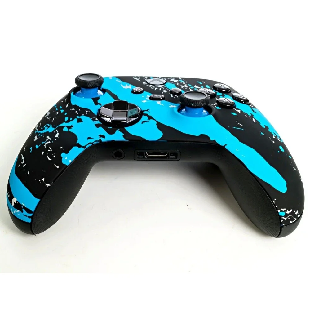 Xbox Wireless Gaming Controller with a Black/Blue Splash Shell - Never Used